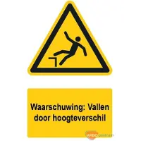Allesveilig.nl Waarschuwingsbord / sticker vallen door hoogteverschil met tekst