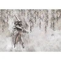 Fotobehang - Dansende Ballerina - Abstract - Planten - Muur - Vliesbehang - 254x184cm (lxb)