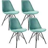 Kick Collection kuipstoel Velvet mintgroen - zwart frame - set van 4