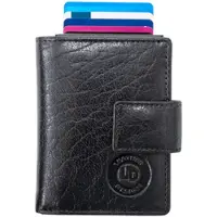 Figuretta Leren RFID Cardprotector Creditcardhouder met muntgeldvak - Zwart