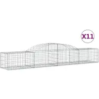 vidaXL Gabionen met hoge boog, 11 stuks, 300x50x40/60 cm, verzinkt staal