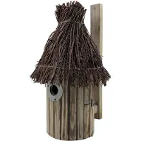 Garden Spirit Vogelhuisje Gevlamd Wilgentakken met Bevestigingslat - Rond- Nestkastje - - Grijs - 203117