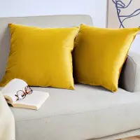 Blumtal Set van 2 Kussenslopen - Velvet - 30 x 50 cm - Sunflower Yellow - Verborgen Ritssluiting - Kussenhoes voor sierkussens
