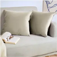 Blumtal Set van 2 Kussenslopen - Velvet - 50 x 50 cm - Taupe - Verborgen Ritssluiting - Kussenhoes voor sierkussens