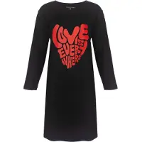 Temptation Dames Bigshirt - Love is everywhere Print - Zwart - Maat S