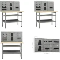 vidaXL Werkbank met drie wandpanelen