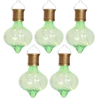 Lumineo solar hanglamp LED - 10x - Marrakech - pistachegroen - kunststof - D8 x H12 cm