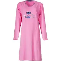 Irresistible Dames Nachthemd - V Hals - Lange Mouwen - Roze - Maat M