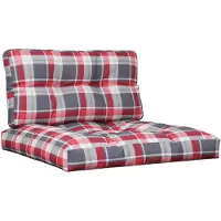 vidaXL Palletkussens 2 st stof ruitpatroon rood