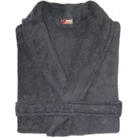 Twentse Damast Katoenen Badjas Antraciet - Badjassen unisex - S/M