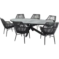 AVH-Collectie Ohio Chianti dining tuinset 241x116xH74 cm 7 delig antraciet keramiek