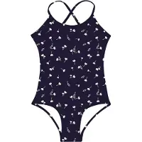 SLIPSTOP badpak Navy Grain - blauw met witte bloemen