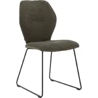 Goossens Eetkamerstoel Hera groen stof leuning, modern design