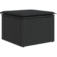 vidaXL Tuinkruk met kussen zwart 55x55x37 cm poly rattan
