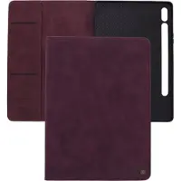 CASEME Bookcase hoesje - Tabletcase met pasjeshouder - Bordeaux- Geschikt voor: Samsung Galaxy Tab S8 Plus / Tab S7 FE 2021 / Tab S7 Plus - 12.4 Inch