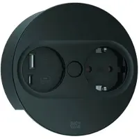 Bachmann Twist-aansluiting met 2 USB-poorten (A en C), stopcontactmodule, rond, met Schuko-stopcontacten, mat zwart