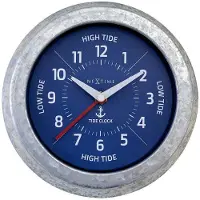 Nextime Tide – Wandklok met Getijden – 22 cm – Metaal – Gegalvaniseerd Zilver/Blauw