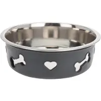 Dogs Collection drink- en voerbak Hart 21 cm rvs zilver