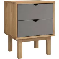 vidaXL Nachtkastje OTTA 45x39x57 cm grenenhout bruin en grijs