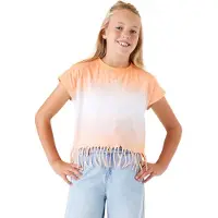 Garcia dip-dye T-shirt oranje/lichtblauw Meisjes Katoen Ronde hals Dip-dye - maat 128/134