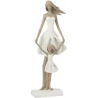 J-Line moeder met dochter poly /taupe s 12x7.5x32.5cm