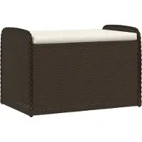 vidaXL Opbergbankje met kussen 80x51x52 cm poly rattan bruin
