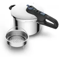Tefal TRENDY+ Snelkookpan - 8L - Roestvrij Staal - Zwart/Blauw - Geschikt voor alle warmtebronnen
