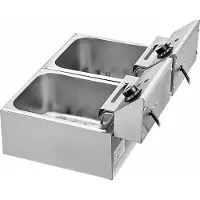 Velox Dubbele Frituurpan – Dubbele Friteuse 12L – 5000W – Professioneel – Snel Warm – Hoge Kwaliteit - Met Frietlepel - Met Manden