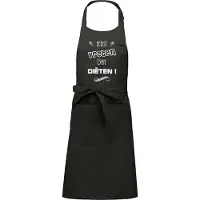 Kariban Mijncadeautje - Keuken- en Barbecueschort - Eerst vreten, dan dieten - Tekstschort - Verjaardag - Humorschort - Chique grijs