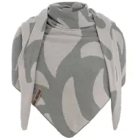 Knit Factory Leaf Gebreide Omslagdoek - Driehoek Sjaal Dames - Dames sjaal - Lente sjaal - Stola - katoenen sjaal - Met blad motief - Bright Grey/Licht Grijs - 200x70 cm