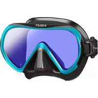 Tusa INO PRO Duikmasker voor Volwassenen – Compact masker met premium CrystalView-lens, UV420-bescherming en antireflecterende behandeling – Zwart/Oranje – M1011SQB OGA
