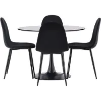 Ebuy24 Glade eethoek tafel zwart en 4 Polar stoelen zwart.