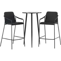 Ebuy24 Plaza barmeubelset bartafel zwart en 2 Tvist barstoelen zwart.