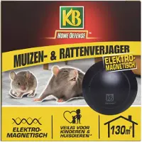 Kb Home Defense Ratten- en Muizenverjager - Elektromagnetisch - 130m2 bereik - Diervriendelijk - Ongedierte verjager