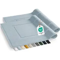 Blumtal Terry Badmat - Badmat 100% Katoen in 50x80 cm - Oeko-Tex gecertificeerd badmat & douchemat - Badmat - Set van 2 stuks - Lichtblauw