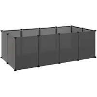 vidaXL Dierenhok klein 144x74x46,5 cm polypropeen en staal zwart