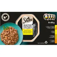 Sheba 4x Mini Filets Adult Kattenvoer Natvoer Gevogelte in Saus Kuipjes 680 gr