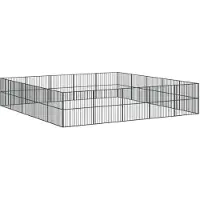 vidaXL Hondenkennel 20 panelen gepoedercoat staal zwart