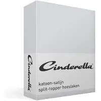 Cinderella - Sundays - Topper Hoeslaken met split - 200x220 cm - Tot 15 cm matrashoogte - 100% Katoen-Satijn - Lichtgrijs