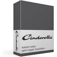 Cinderella Split Topper Hoeslaken Anthracite (Satijn)-200 x 220 cm