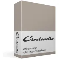 Cinderella - Sundays - Topper Hoeslaken met split - 200x200 cm - Tot 15 cm matrashoogte - 100% Katoen-Satijn - Taupe