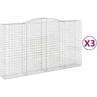 vidaXL Gabionen met boogvorm, 3 stuks, 400x50x220/240 cm, verzinkt staal