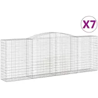 vidaXL Gabionen met boogvorm, 7 stuks, 400x50x140/160 cm, verzinkt staal