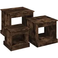 vidaXL Salontafel, 3 stuks, rook-eikenfineer, houtvezel
