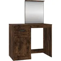 vidaXL Kaptafel met spiegel 90x50x132,5 cm bewerkt hout gerookt eiken