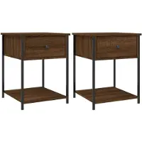 vidaXL Nachtkastjes 2 st 44x45x58 cm bewerkt hout bruin eikenkleur