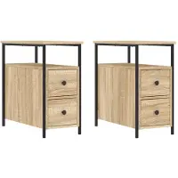 vidaXL Nachtkastjes 2 st 30x60x60 cm bewerkt hout sonoma eikenkleurig