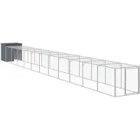 vidaXL Kippenhok met ren 110x1221x110 cm staal antracietkleurig