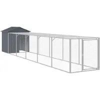 vidaXL Kippenhok met ren 117x609x123 cm gegalvaniseerd staal antraciet