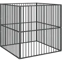 vidaXL Hondrenstal, 4-delig, zwart, verzinkt staal